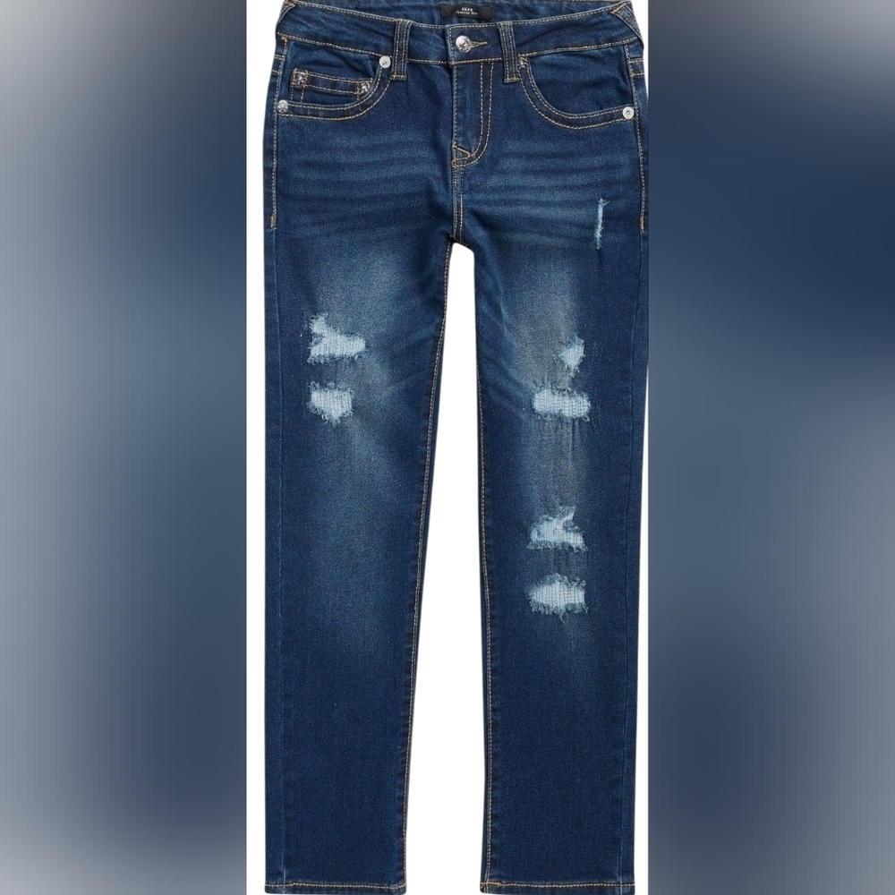 True Religion Kids Tear & Repair Jeans – Size 12 (Big Kid) – Dark Blue Distress
